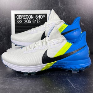 NIKE AIR ZOOM INFINITY TOUR BASEBALL BLUE VOLT MENS SPIKED GOLF SHOES SIZE 12.5 FLYKNIT WHITE NEW