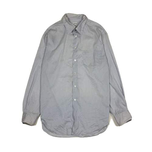 Armani Collezioni Vertical Stripe Button Up Men's Collared Shirt White/Blue Sz L