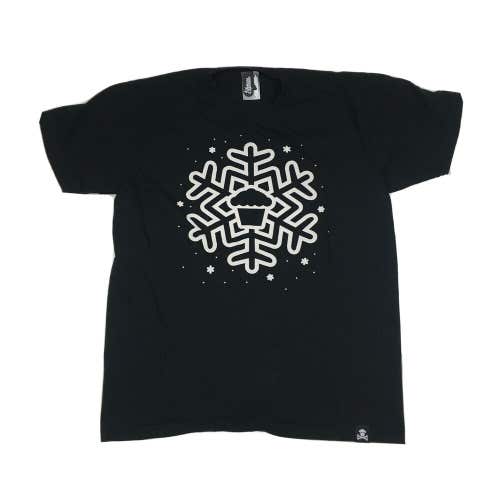 Johnny Cupcakes Winter Snowflake Graphic Black T-Shirt Men's Large