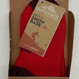 TODDLER KIDS EUROSOCK “SNOW BASE OTC” SKI SOCKS (RED/BLACK) 4XS SIZES 6.5-8.5