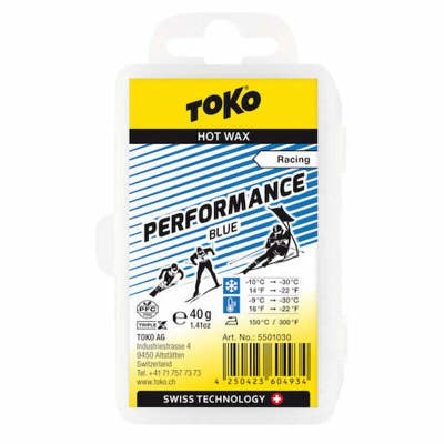 Toko Performance Ski and Snowboard Hot Wax 40g Blue - Fluoro Free Racing Wax