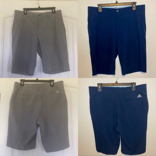 2 Pack Adidas Size 34 Shorts Blue and Grey