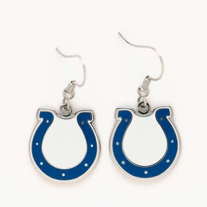 Indianapolis Colts NFL Logo Silver Dangler Earrings Hypo-Allergenic