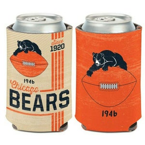 Chicago Bears Vintage Design Can Cooler 12oz Collapsible Koozie - Two Sided