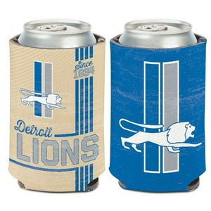 Detroit Lions Vintage Design Can Cooler 12oz Collapsible Koozie - Two Sided