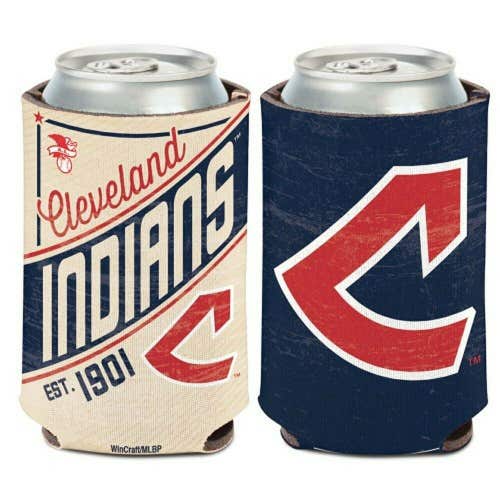 Cleveland Indians Vintage Design Can Cooler 12oz Collapsible Koozie - Two Sided