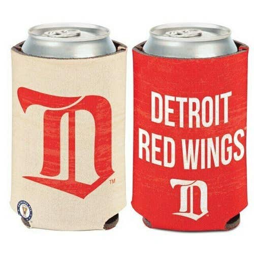 Detroit Red Wings Vintage Design Can Cooler 12oz Collapsible Koozie - Two Sided