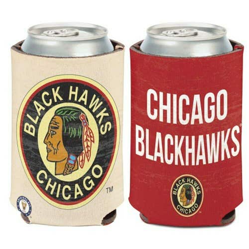 Chicago Blackhawks Vintage Design Can Cooler 12oz Collapsible Koozie - Two Sided