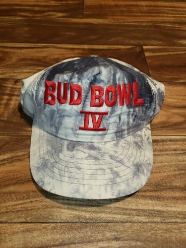 Vintage Bud Bowl IV Tie Dye Sports NFL Beer Promo Hat Cap Vtg Snapback