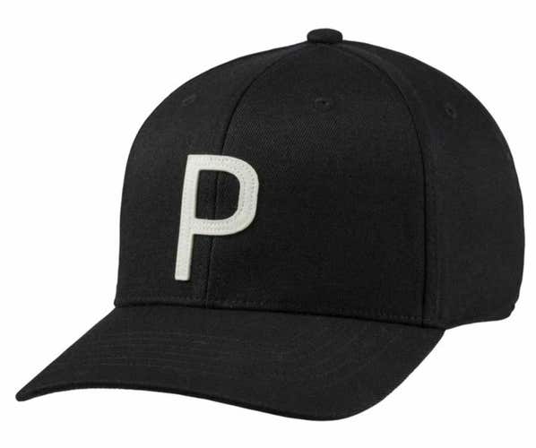 PUMA Throwback P110 Snapback Golf Hat Cap 021766 Black New w/ Tags #86064