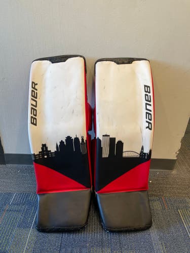 Used 35" Bauer Ultrasonic Goalie Leg Pads Pro Stock
