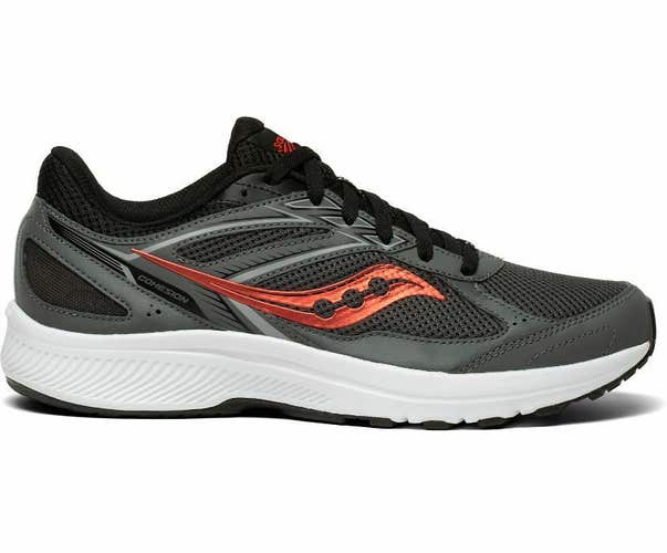 NIB Saucony Cohesion 14 Men's Running Shoes Charcoal/Flame Size 11.5
