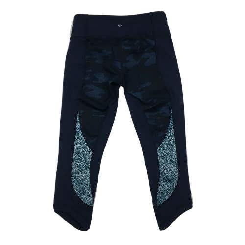 Lululemon Blue Camo Cropped Capri Athletic Yoga Pants Tights 26x30 (Sz 4)