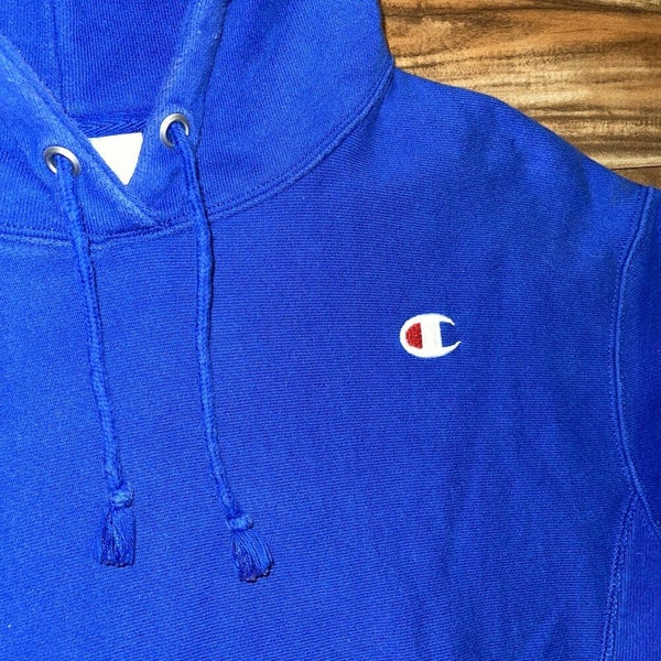 Champion Women's Size Small S Reverse Weave Cotton Hoodie Pullover Blue  Pockets