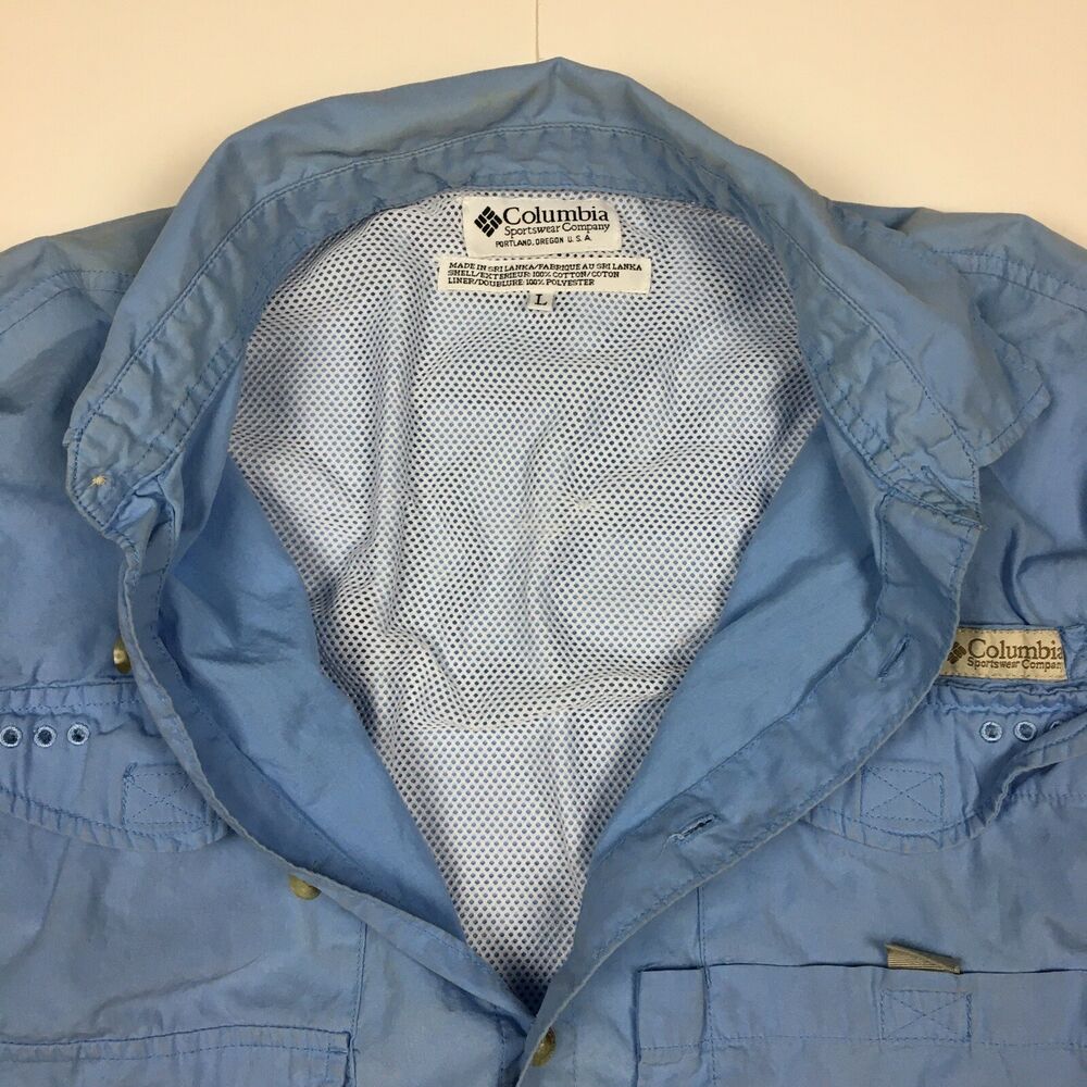 Columbia Vintage 1/4 Button Hooded Jacket Size Large Blue