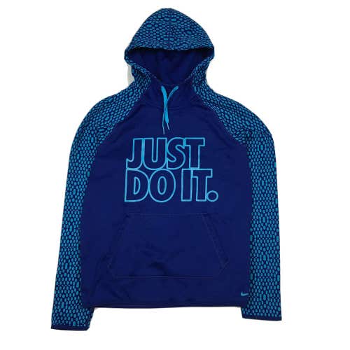 Nike Therma Fit Just Do It Athletic Pullover Hoodie Sweatshirt Blue/Teal Sz M