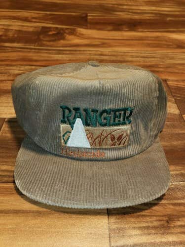 Vintage Rare Ranger Herbicide Seed Farming Corduroy Embroidered Hat Cap Snapback
