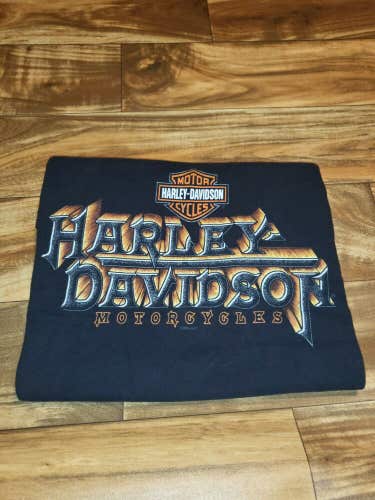 Vintage 2000s Harley Davidson Motorcycle Double Sided Black T Shirt Sz L