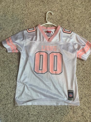 NFL Lions 00 Pink Woman’s Large Reebok Jersey