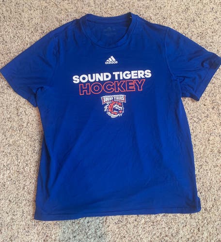 Official AHL  Bridgeport Sound Tigers Blue Large Adidas Shirt