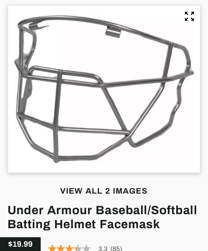 Under Armour Batting Face Guard with I-Bar Vision Silver Standard 