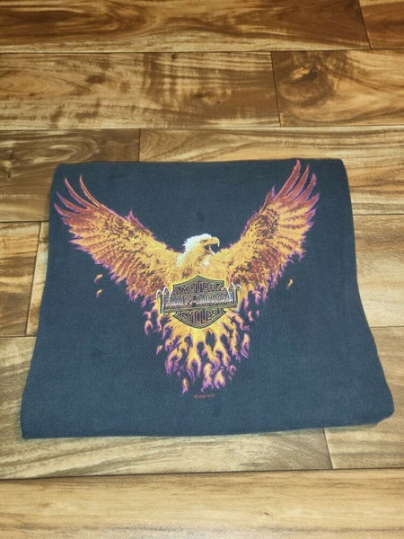 Vintage Harley Davidson 1998 Super Bike Motorcycle Flaming Eagle T