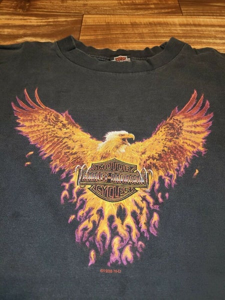 Vintage Harley Davidson 1998 Super Bike Motorcycle Flaming Eagle T