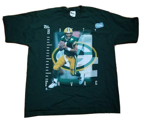 VTG 90s Pro Player Green Bay Packers Brett Favre Graphic Art NFL T Shirt XL