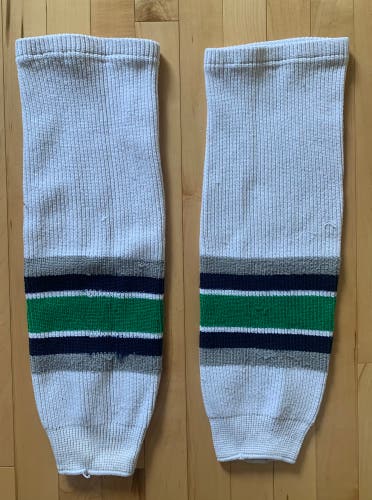 White/ Green/ Blue Junior Medium Athletic Knit Socks