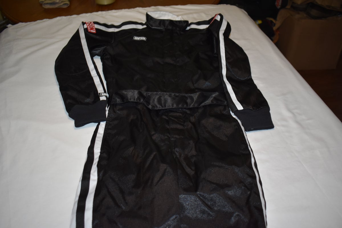 NEW - Simpson Race Products Youth Kart Driving Suit, Black/White, Youth XS - In Box!