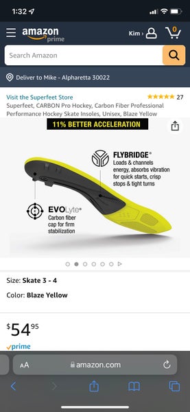 Performance hockey skate insoles