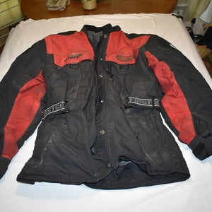 First Gear Racing Hypertex Kilimanjaro Riding Coat w/Removable Liner/Jacket, Black/Red, Medium