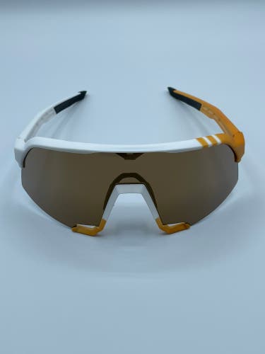NEW 100% S3 Sunglasses - Bronze/White Frame w/ Bronze Multilayer Lens