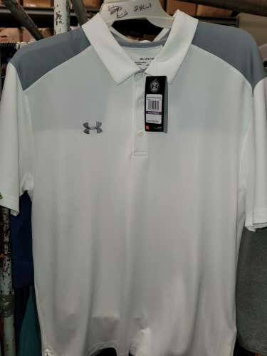 20504 Mens UA Under Armour Short Sleeve Polo Golf Shirt 1294557 100 White $54.99
