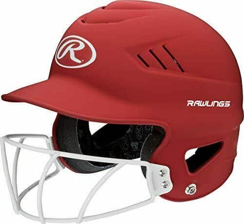 NWT Rawlings Highlighter Series Baseball Softball Batting Helmet w/Mask Scarlet