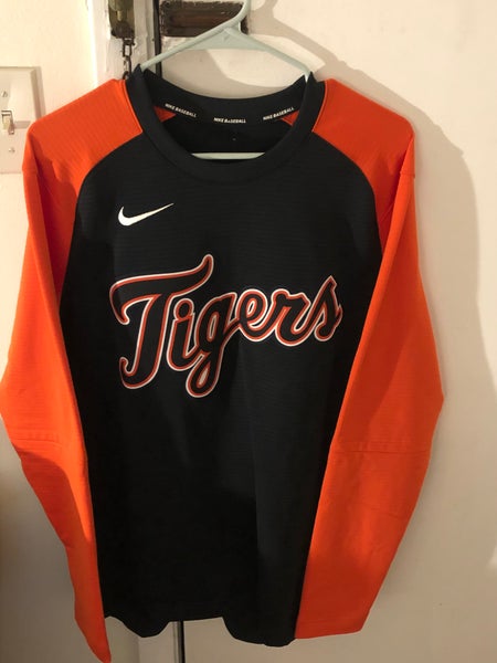 Nike Detroit Tigers Center Swoosh Check Hoodie Sweatshirt (Gray