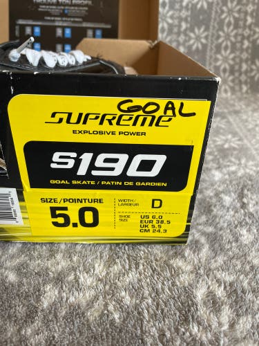 Junior New Bauer Supreme S190 Hockey Goalie Skates Regular Width Size 5