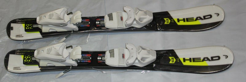 NEW NEW HEAD Supershape kids Skis 77cm + size adjustable bindings SLR4.5 GW white R