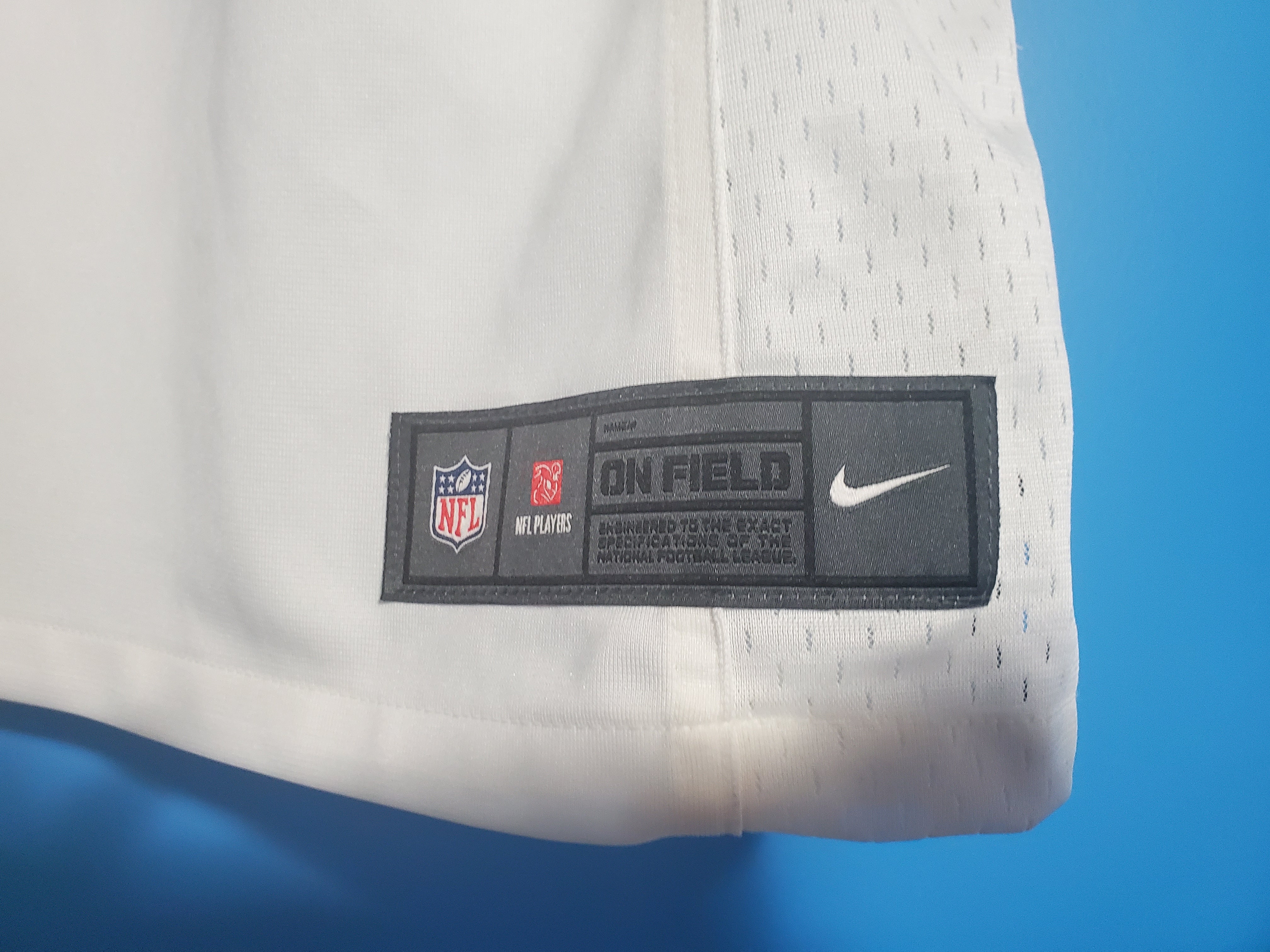 Detroit Lions Jersey Mens Medium White Blue Nike On Field Blank