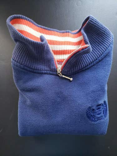 Blue Adult Women's Used Small Reebok Sweatshirt Vintage Sport Classic Logo Emblem Ribbed Collar