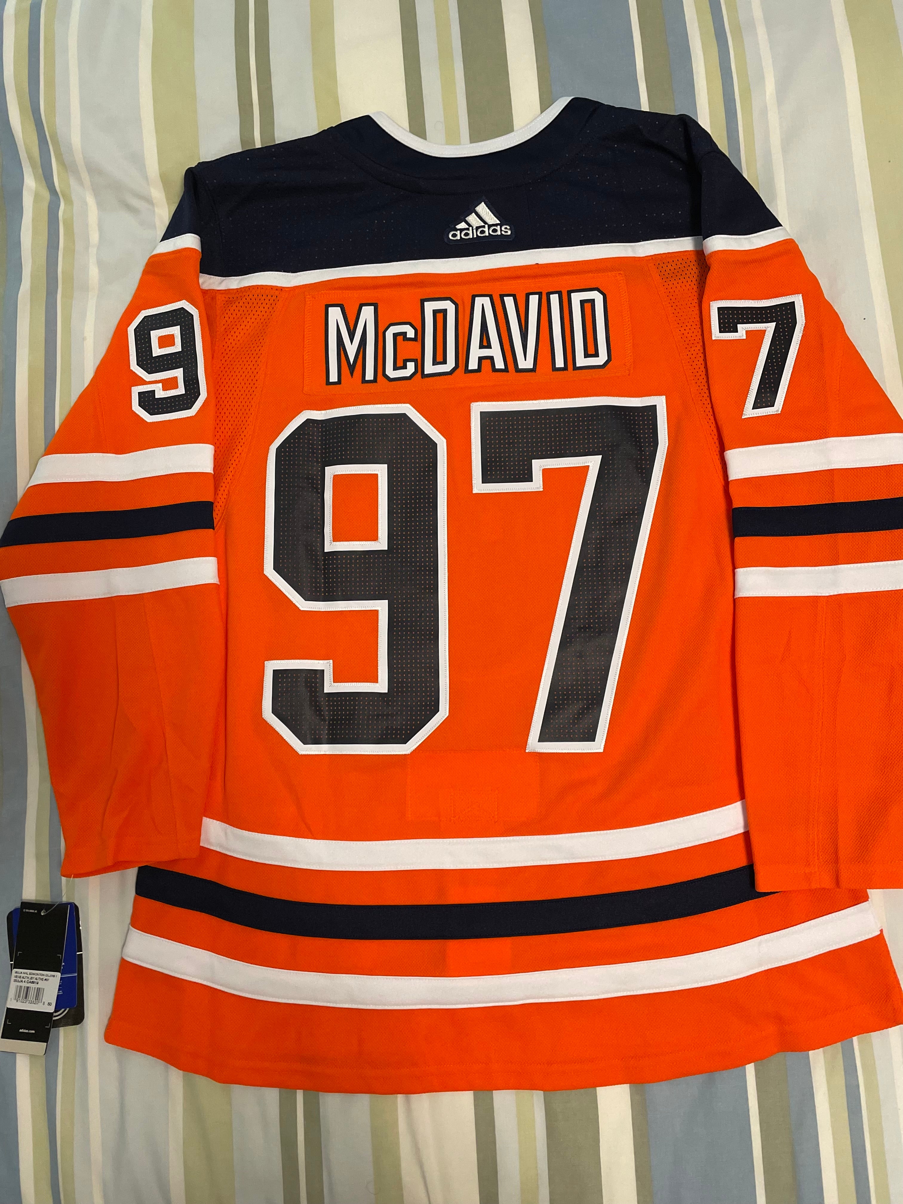 Connor McDavid Authentic Adidas Size 52 Oilers Jersey W/Fighting Straps
