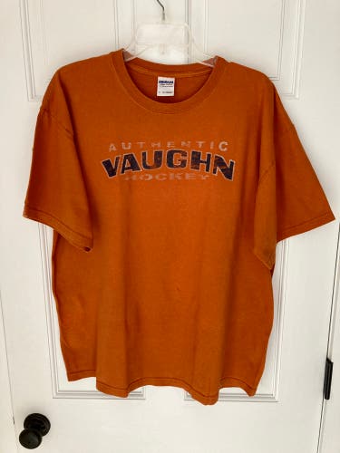 Vaughn Hockey Authentic Distressed Logo T-Shirt Men’s Size XL Orange - Vintage!
