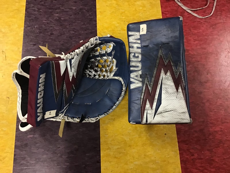 Colorado Avalanche Game Used Pro Stock Bauer Mach Glove and Blocker Miner #1