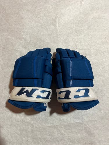 Game Used Blue CCM HG97 Pro Stock Gloves Colorado Avalanche MacDermid 15”