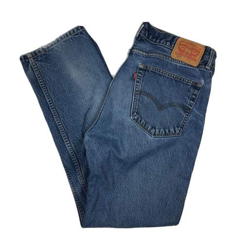 Levi's 505 Regular Fit Straight Leg Denim Blue Jeans Medium Wash 36x34