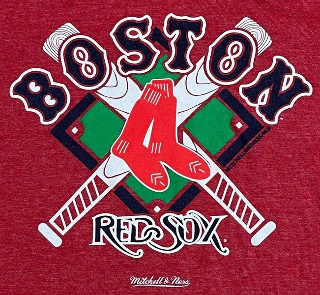 Boston Red Sox T Shirt Men Small Adult Red Mitchell Ness Retro MLB Baseball