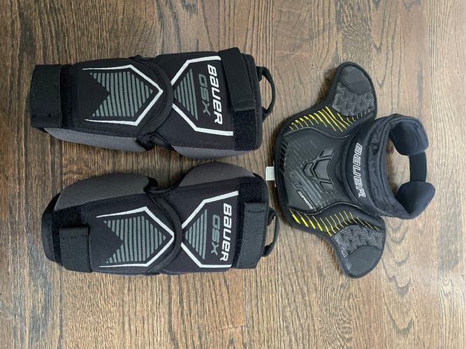 Bauer youth goalie neck guard and knee guard