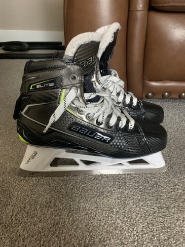 Senior Used Bauer Elite Hockey Goalie Skates Regular Width Pro Stock Size 9