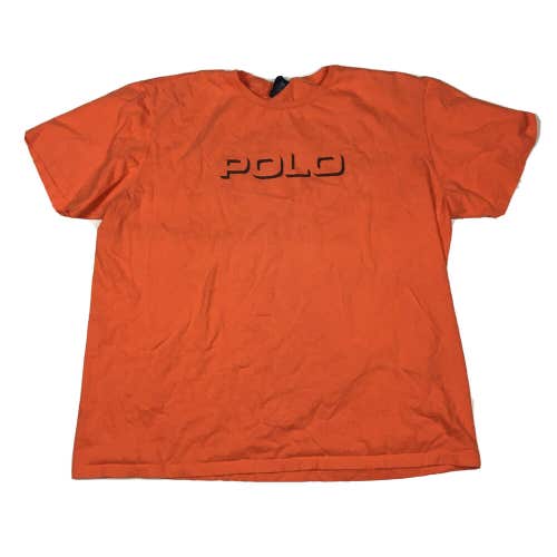 Vintage Y2K Polo Sport Ralph Lauren Shadow Spell Out Logo T-Shirt Orange (XXL)