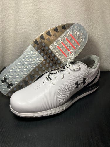 UA HOVR Golf Shoes SZ 10.5 Under Armour Goretex 3023328-100 White Black Mens